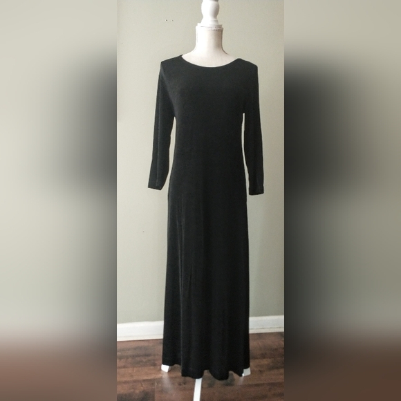 Great Long Black Dress! Vintage Softwear by Mark Singer - L - Picture 3 of 7